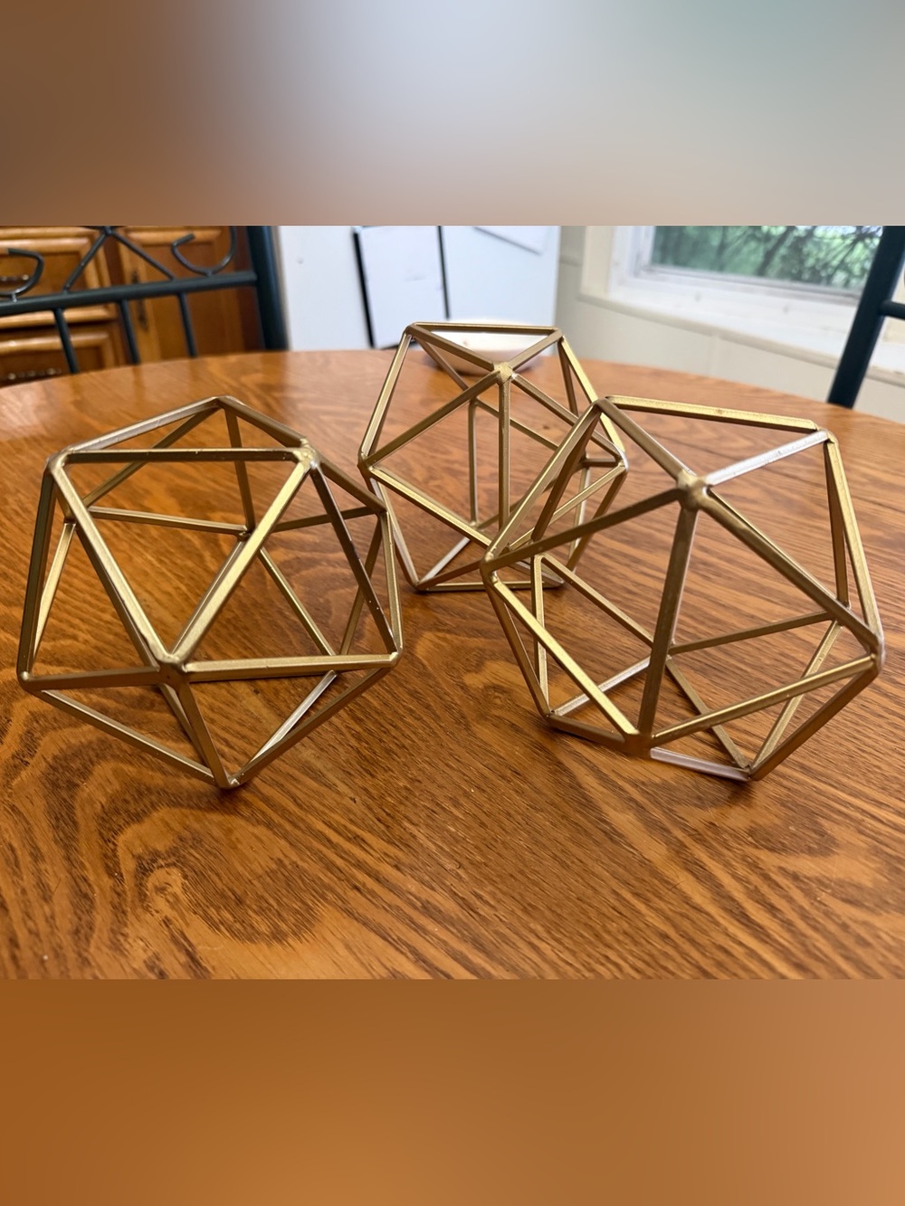 Geometric Decorative Sculptures - Gold Home Accents (Set of 3)